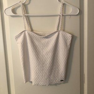 Hollister white textured copped tank top